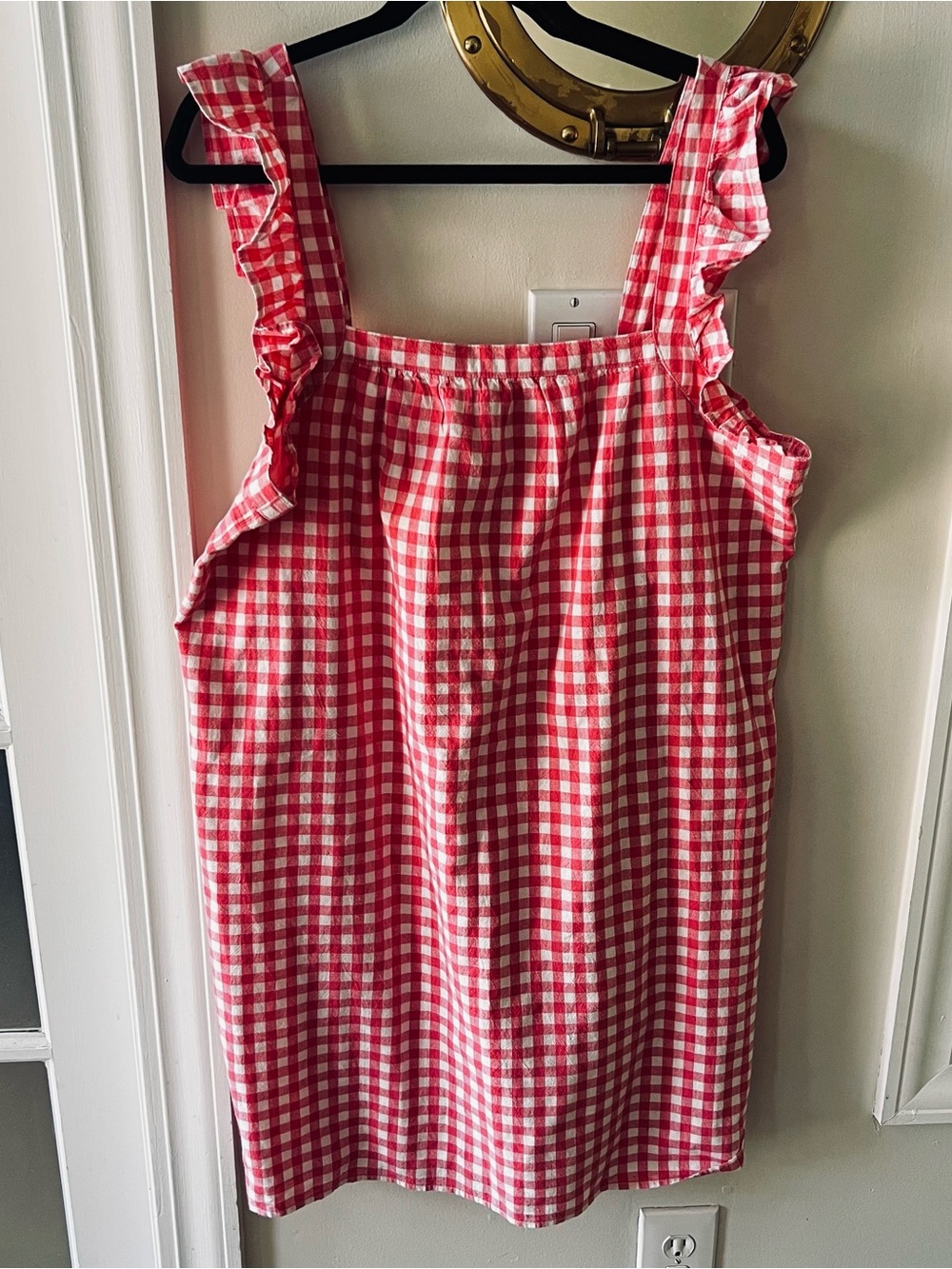 Vineyard Vines Gingham Ruffle Shoulder Strap Sundress